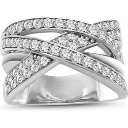 Netaya Criss Cross Ring - Silver/Diamonds