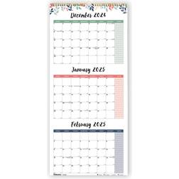 Blueline 2025 Three-Month Wall Calendar 12.25" x 27"