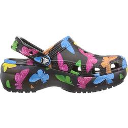 Crocs Classic Platform Graphic Clog - Butterfly/Black