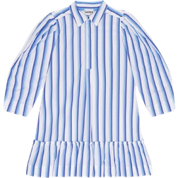 Ganni Striped Cotton Mini Shirt Dress - Silver Lake Blue