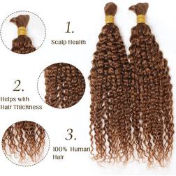 Eayon Hair Deep Curly Bulk Human Hair for Braiding 22" #30 3-pack