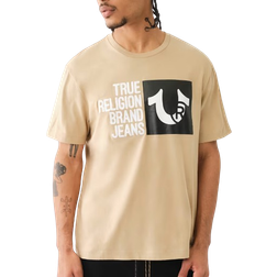 True Religion Embroidered Chain Stitch Logo Tee - Scuffed Beige