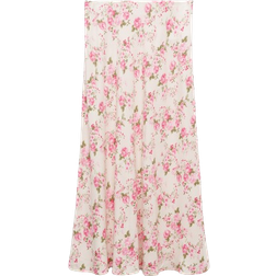 Mango Julieta Floral Long Skirt - Off White