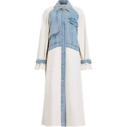 AllSaints Dayly Denim Panelled Relaxed Trench Coat - Stone White