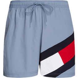 Tommy Hilfiger Flag Mid Length Drawstring Slim Swim Shorts - Blue Coal