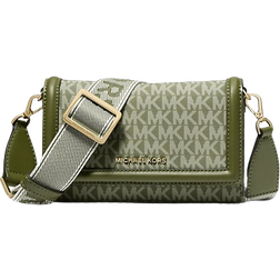 Michael Kors Jet Set Small Logo Print Woven Smartphone Crossbody Bag - Smokey Olive