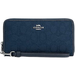 Coach Long Zip Around Wallet In Signature Jacquard - Silver/Denim/Dark Denim