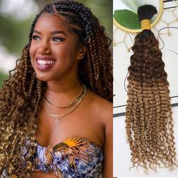 Eayon Hair Deep Curly Bulk Human Hair for Braiding 22 inch T1B/4/27 Ombre 3-pack