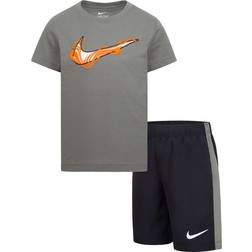 Nike Kid's Logo Graphic Tee & Dri-FIT Shorts Set - Grey/Black