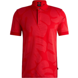 Hugo Boss Penrose 108 Slim Fit Monstera Leaf Polo Shirt - Red