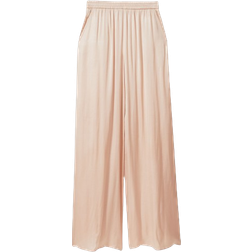 Reiss Yara Satin Elasticated Waist Wide Leg Trousers - Champagne