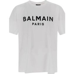 Balmain Organic Cotton Logo Graphic T-shirt - Gab White/Black