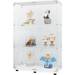 Simplie Fun Two-door Display White Glass Cabinet 31.7x49.3"