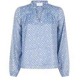 Neo Noir Bisa Big Tile Blouse - Light Blue