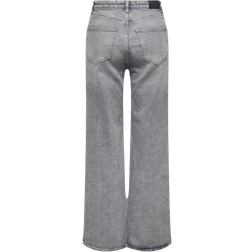 Only Juicy High Waist Wide Leg Fit Jeans - Grey/Medium Grey Denim