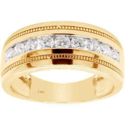 Affy Milgrain Wedding Band Ring - Gold/Diamonds