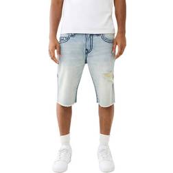 True Religion Men's Ricky Super T Distressed Denim Short - Shore Light Wash With Rips