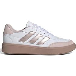 Adidas Junior Court Block - Cloud White/Sandy Pink Met/ Sandy Pink