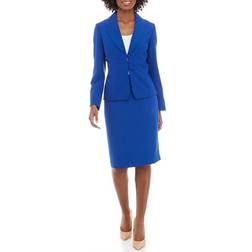 Le Suit Shawl Collar Slim Skirt Suit - Twilight Blue