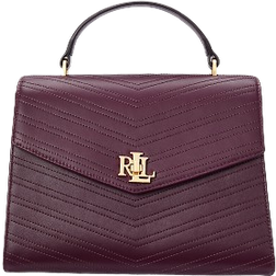 Ralph Lauren Stitched Leather Medium Farrah Satchel - Pinot Noir