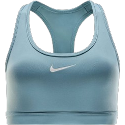 Nike Women's Swoosh with Medium Support Padded Sports Bra - Denim Turquoise/White