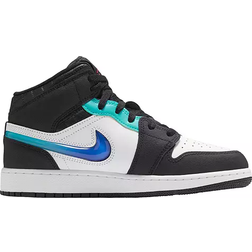 Nike Air Jordan 1 Mid SE GS - Black/White/Hyper Jade/Siren Red