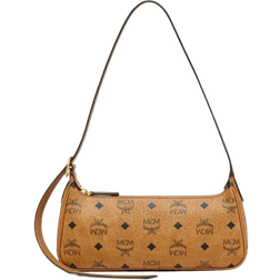 MCM Aren Shoulder Bag In Visetos Small - Cognac