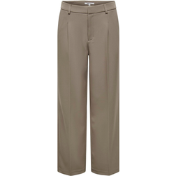 Only Onlelly Wide Leg Fit Trousers - Grey/Walnut