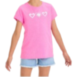 Cat & Jack Girl's Short Sleeve Hearts Graphic T-Shirt - Neon Pink