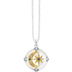 Thomas Sabo Star And Moon Necklace - Silver/Gold/Multicolour