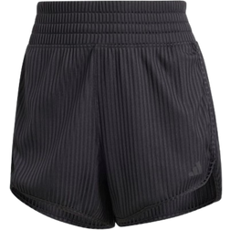 Adidas Pacer All Gym Seasonal Rib High-Rise Tonal 3-Stripes Shorts - Black