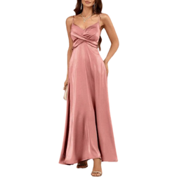 Shein Belle Crisscross Front Satin Cami Formal Dress