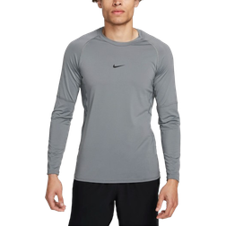 Nike Men's Pro Dri Fit Slim Long Sleeve Fitness Top - Smoke Grey/Black