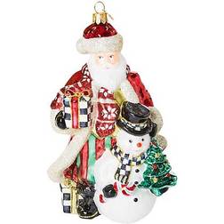 Mackenzie-Childs Cozy Santa and Snowman Multicolour Christmas Tree Ornament 6.8"