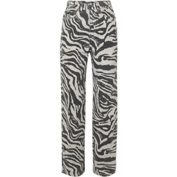 ROTATE Birger Christensen Printed Straight Jeans - Zebra/Bright White Comb