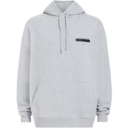 AllSaints Redact Pullover Embroidered Logo Hoodie - Grey Marl