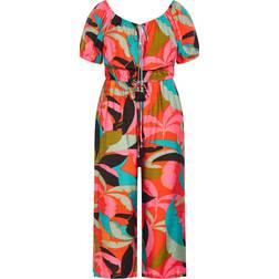 City Chic Erica Print Jumpsuit Plus Size - Red Barbados