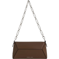 Charles & Keith Nasrin Geometric Chain Handle Shoulder Bag - Dark Brown