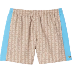 Lacoste Mid Length Swim Shorts - Beige/Blue