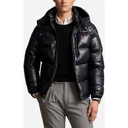 Herren Daunenjacke mit Kapuze schwarz