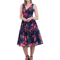 Eliza J Floral Midi Cocktail Dress - Navy Multi