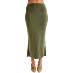 Meshki Charlene Slinky Midi Skirt - Olive