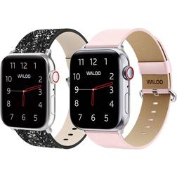 Waloo Bling and Leather Grain Bands for Apple Watch (2-Pack)