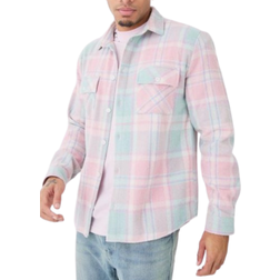 boohooMAN Pastel Checked Overshirt - Blue