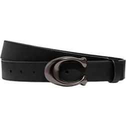 Coach Sculpted C Buckle Cut To Size Reversible Belt - Pewter/Black