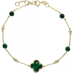 Bloomingdale's Chain Bracelet - Gold/Malachite/Diamonds