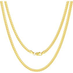 Nuragold Solid Miami Cuban Link Chain Pendant Necklace 3.5mm 10k - Gold