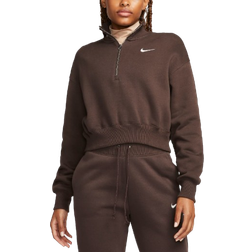 Nike Phoenix Fleece Women's 1/2 Zip Cropped Sweatshirt - Baroque Brown/Sail