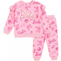 Barbie Fleece Drop Shoulder Sweatshirt & Jogger Pants - Pink