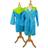 A&R Towels Kid's Hooded Bathrobe - Aqua Blue/Lime Green